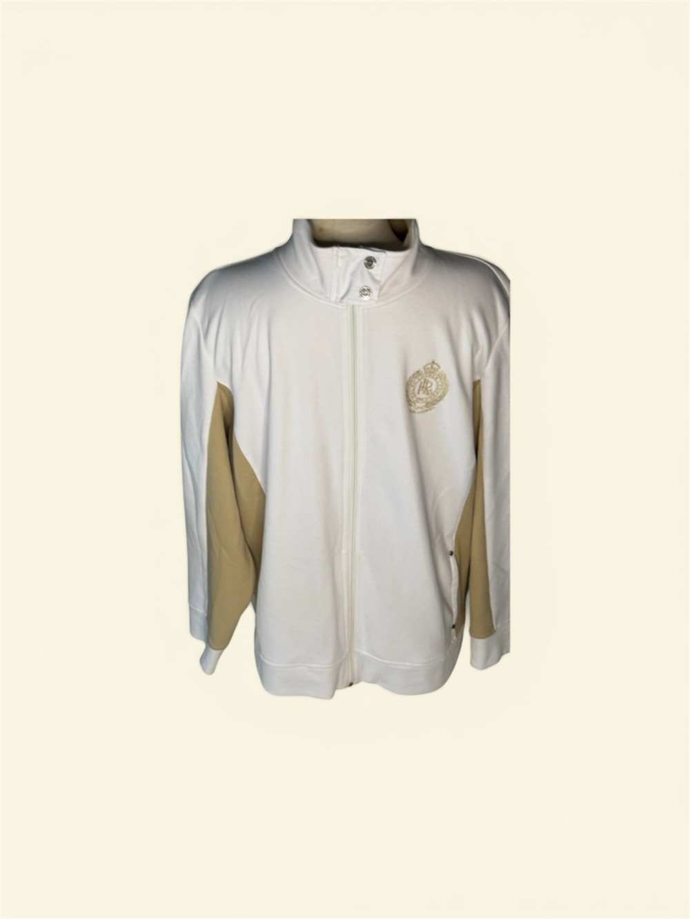 Lauren Ralph Lauren White Jacket with Beige Trim and Dark Green Label